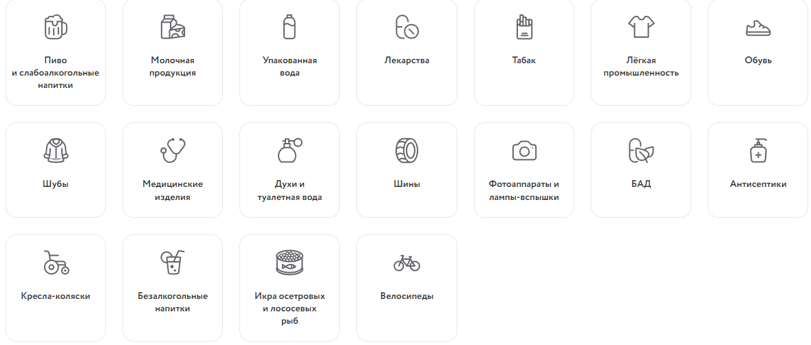 Товары которые подлежат маркировке Товары которые подлежат маркировке